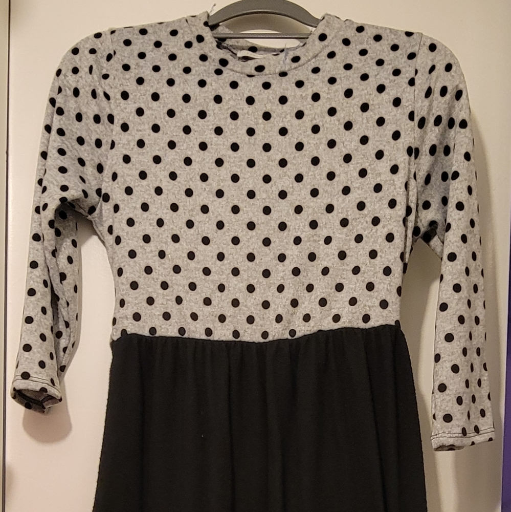 Long dress poca dot top plane black skirt